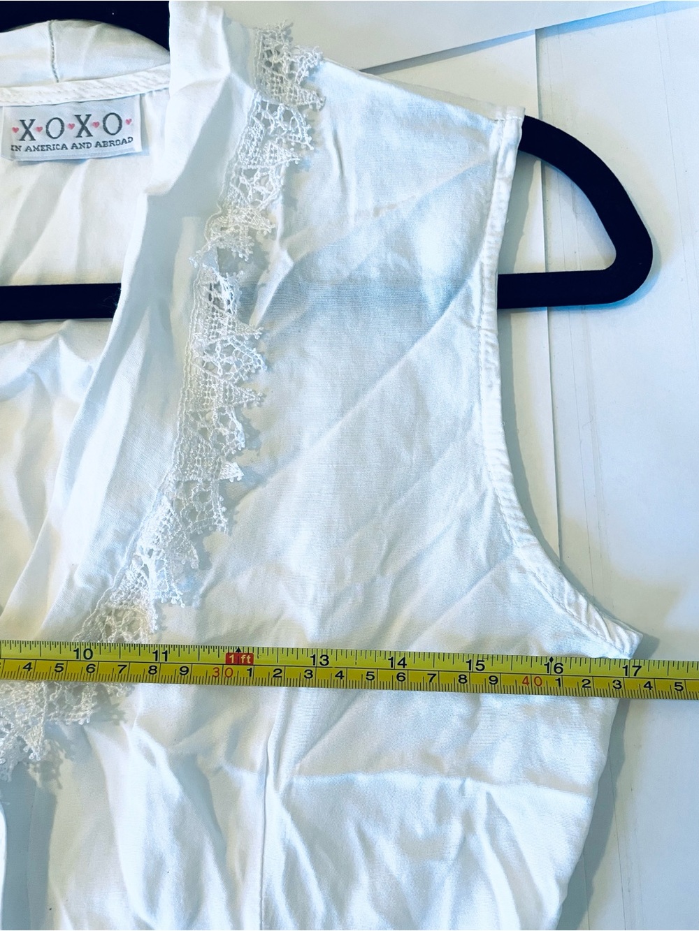 Xoxo VTG Y2K White Sleeveless Top Button Lace Trim Cottage Prairie Coquette sz S - Picture 14 of 15